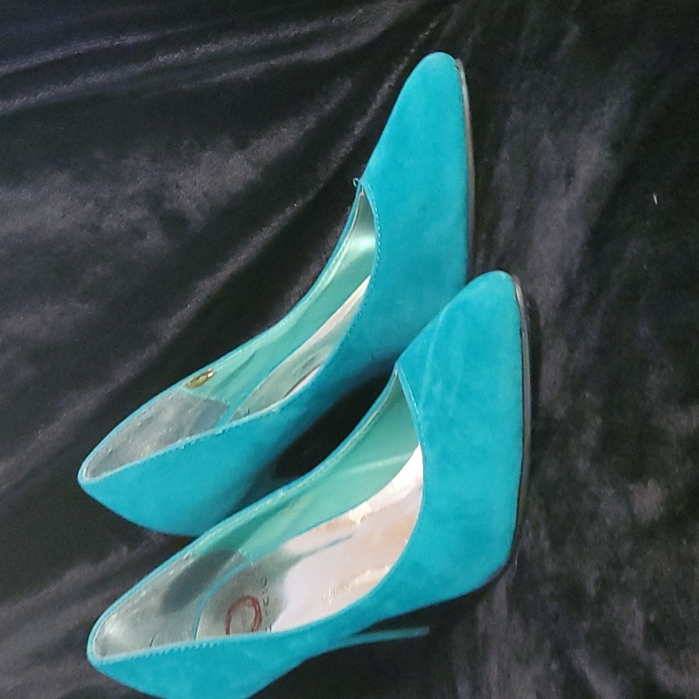 Turquoise Suede Pumps